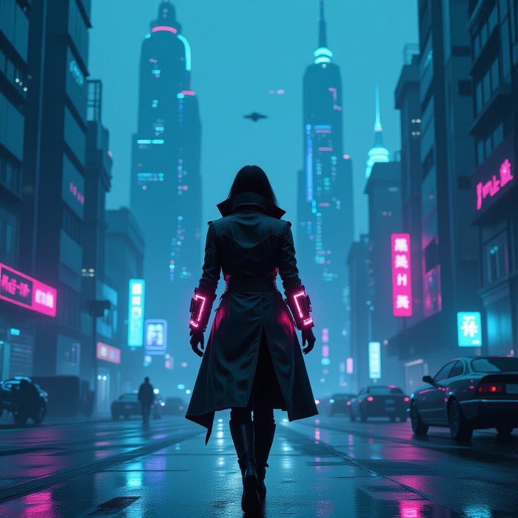 Cyberpunk Cityscape with Art Deco Influences