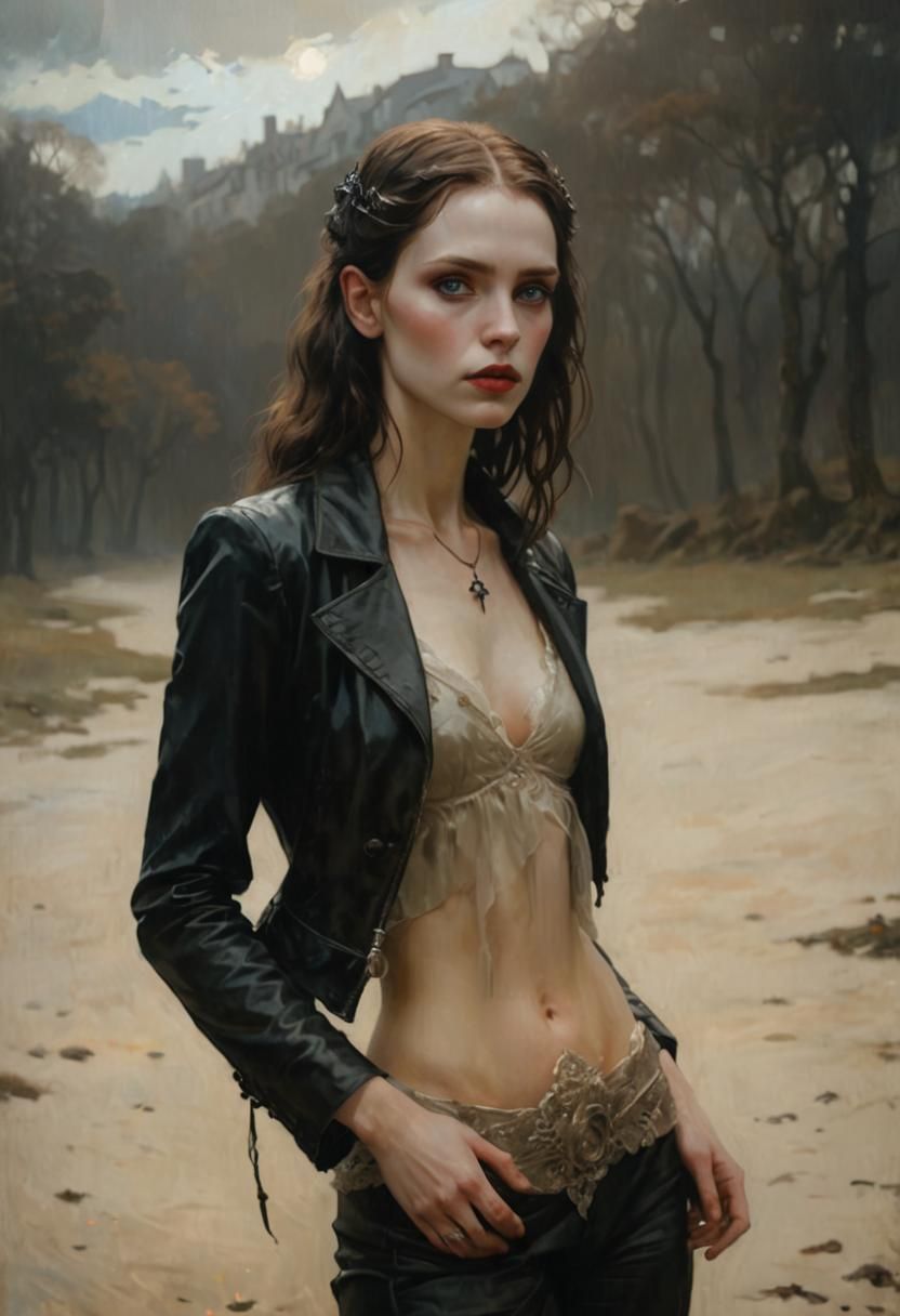 Vampire Portrait in Gothic Oil Painting Style