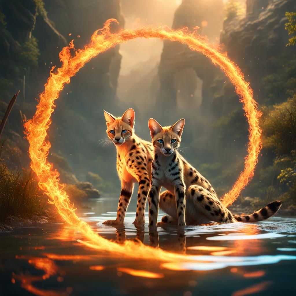 Mystic Servals Create Circle of Fire and Water