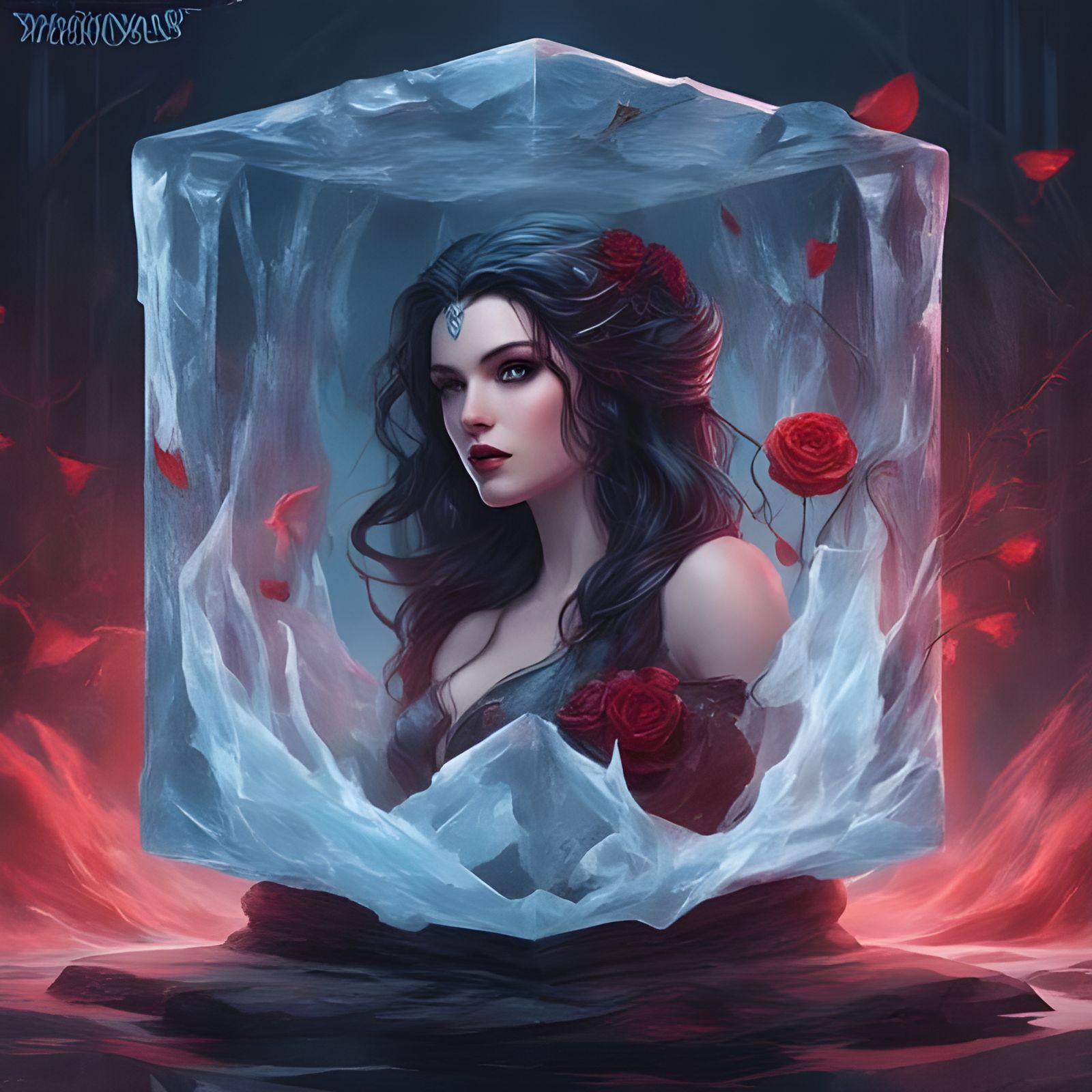 Gothic Enchantress in Ice Cube, Detailed Art