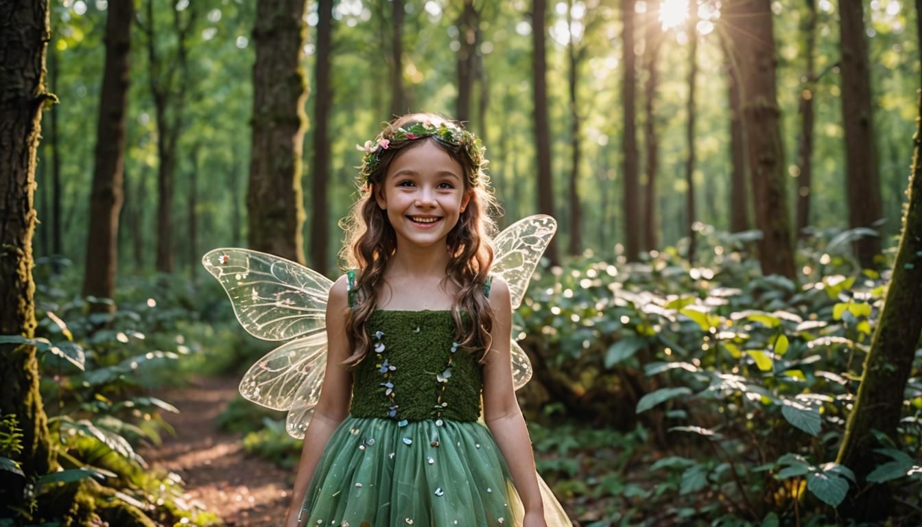 Smiling Fairy in Forest: Professional Photography