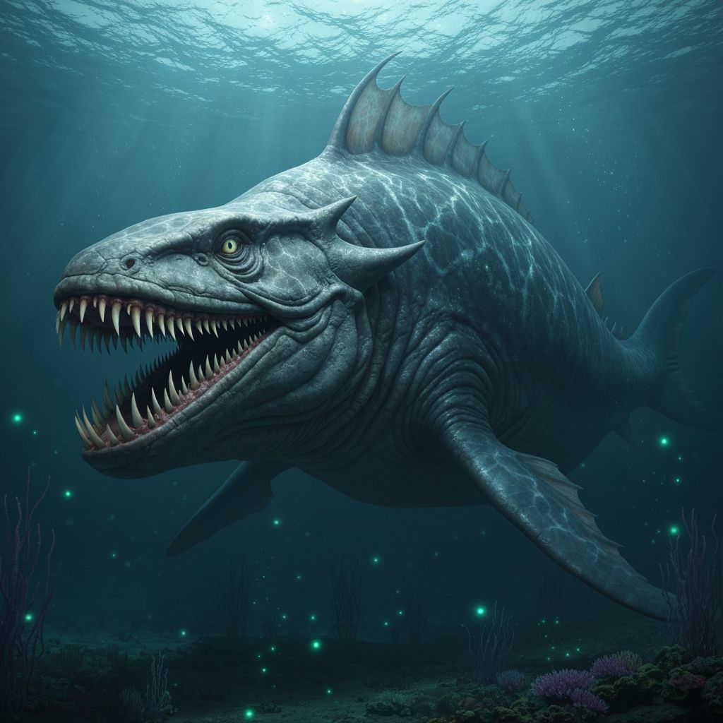 Hyperrealistic Prehistoric Cachalot with Jagged Teeth