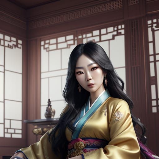 Hyper-Realistic Korean Woman in Lavish Bedroom