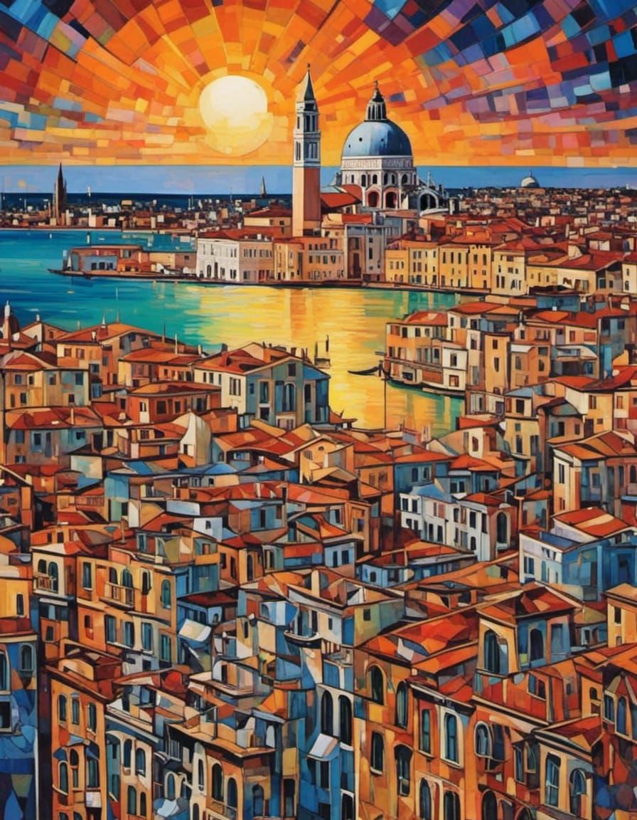 Venice Sunset with Scrapbook Doodles