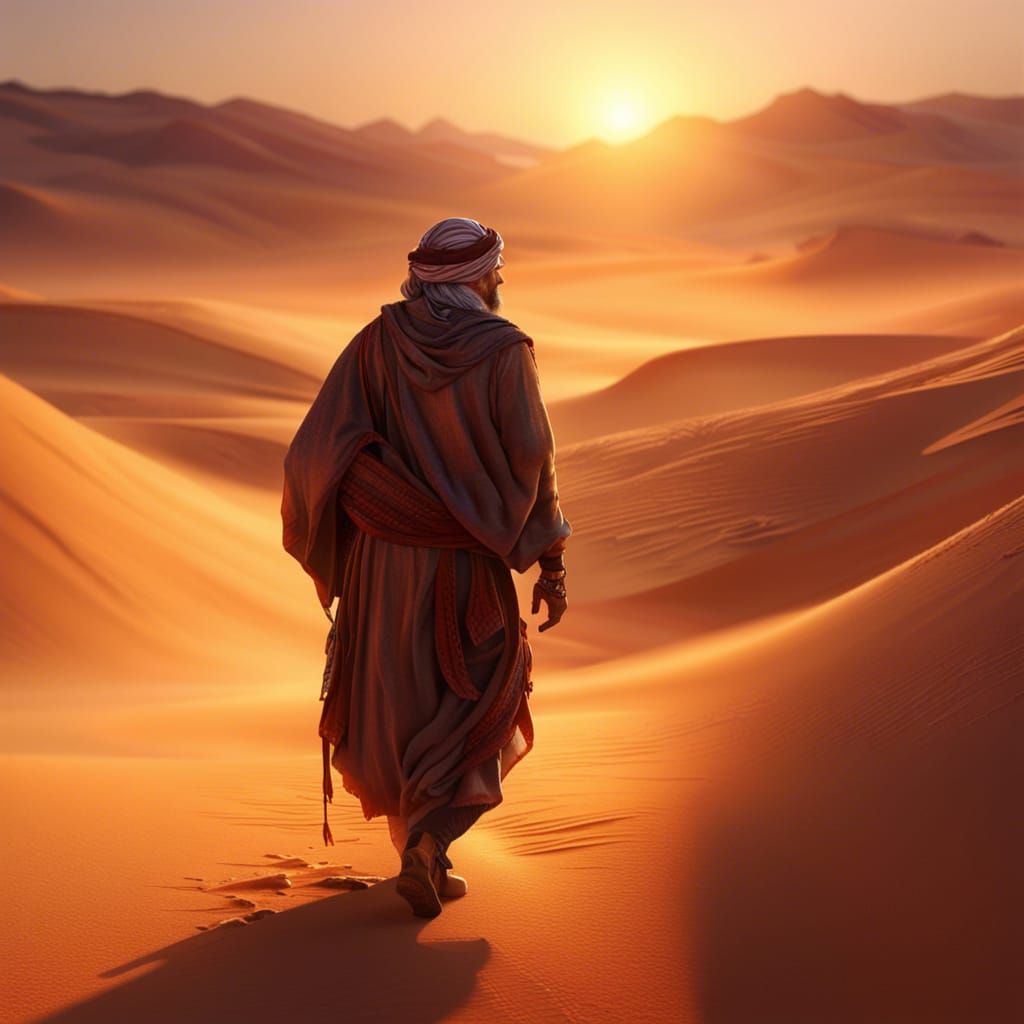 Bedouin Man at Sunset: Hyperdetailed Concept Art