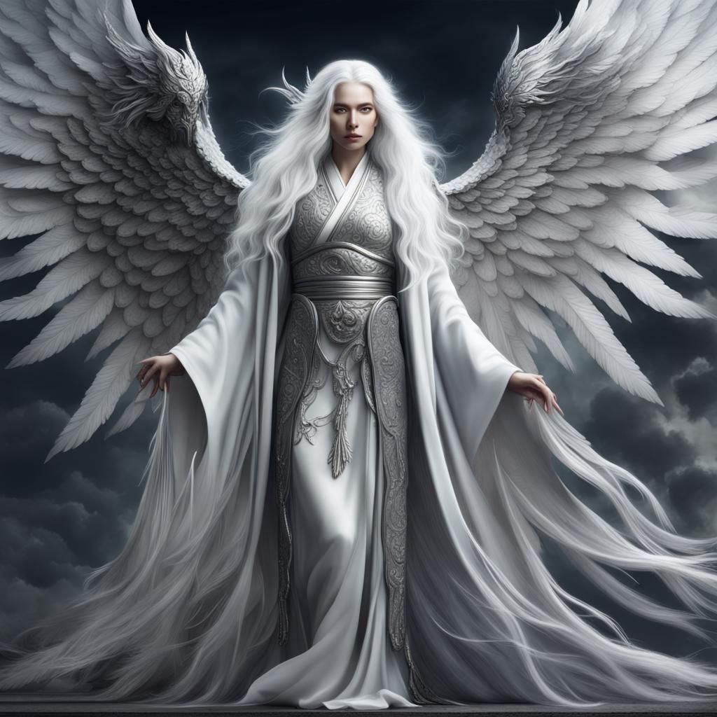 Silver Angel in Kimono: Digital Matte Painting