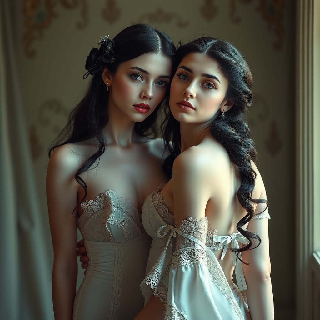 Victorian Women in Ethereal Lighting as Dutch Masters