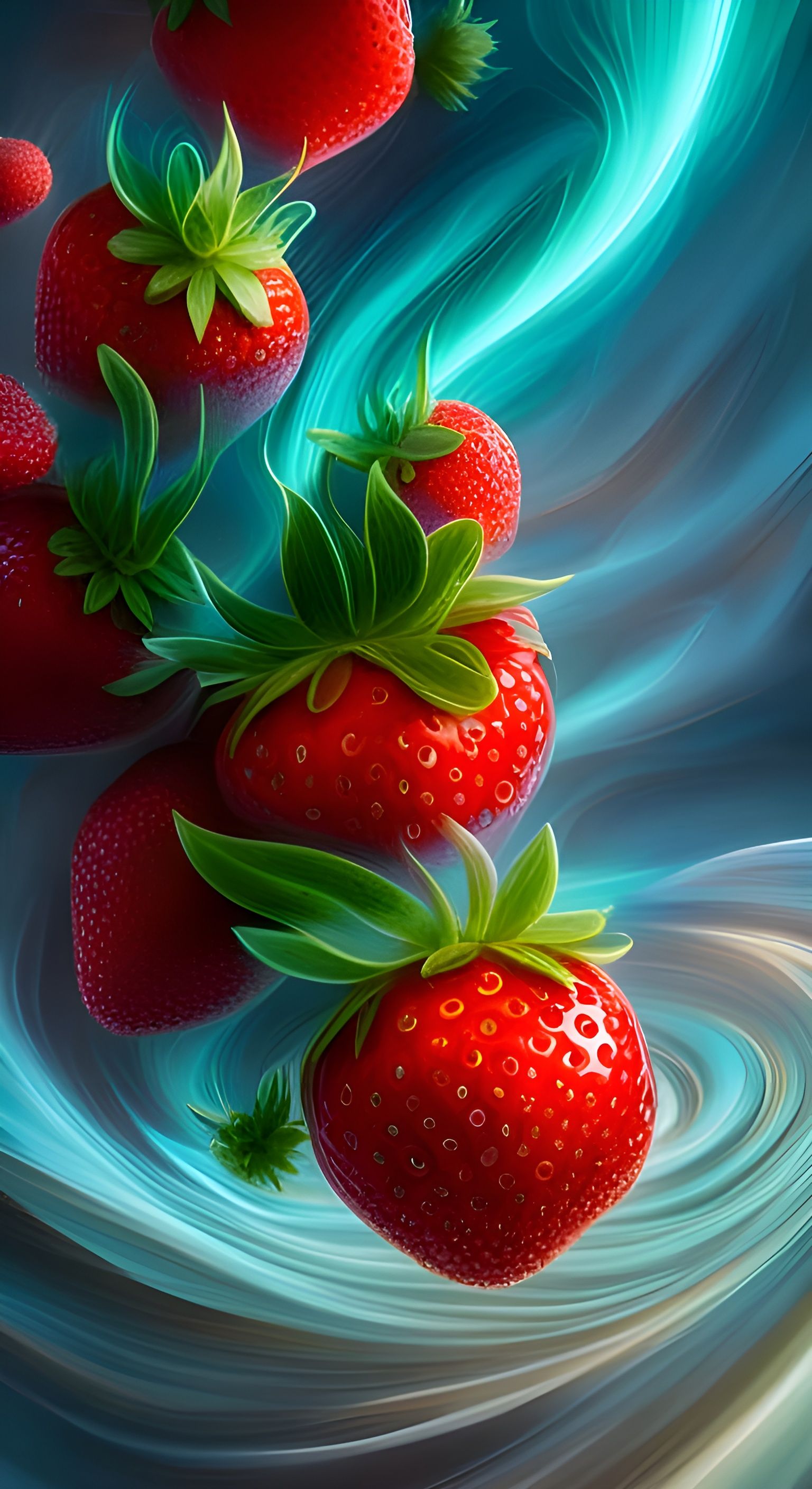 Bioluminescent Strawberry in Abstract Deconstructionism Styl...