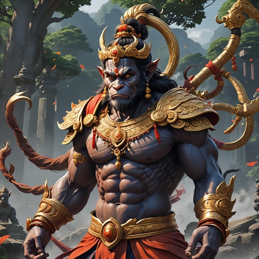 Hanuman in Detailed 3D Anime Art