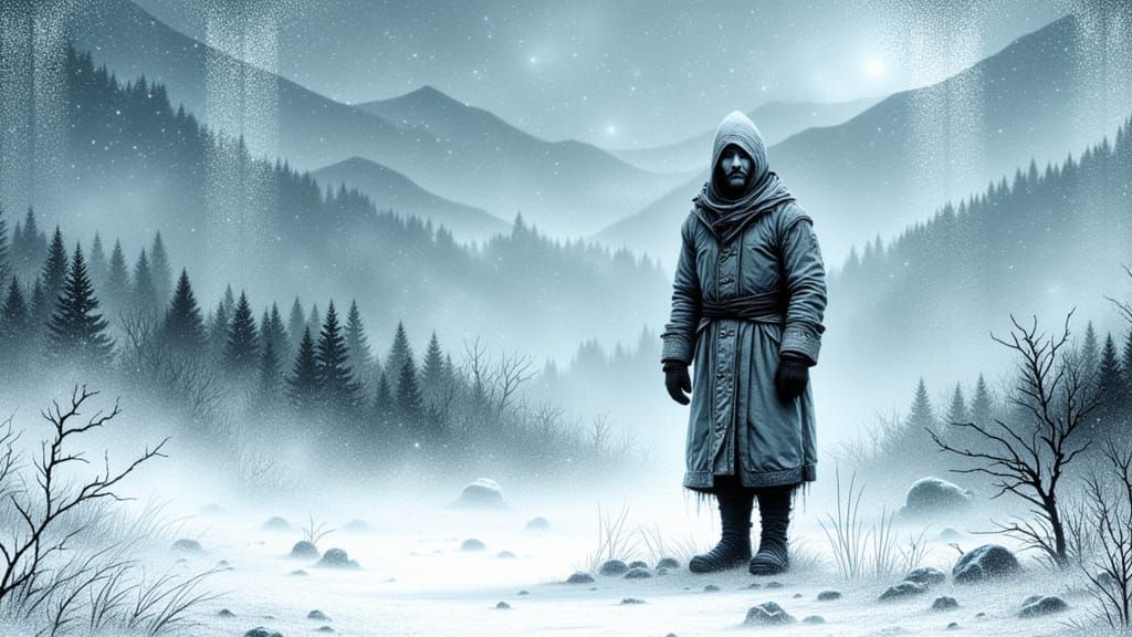 Mystical Cipher in Snow-Covered Landscape