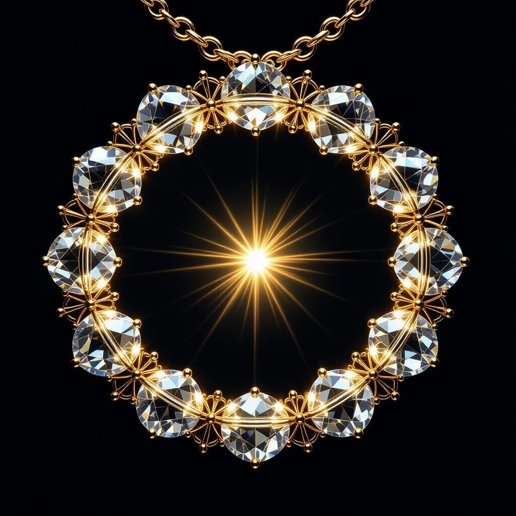 Radiant Crystal Beads with Golden Veins in Circular Formatio...