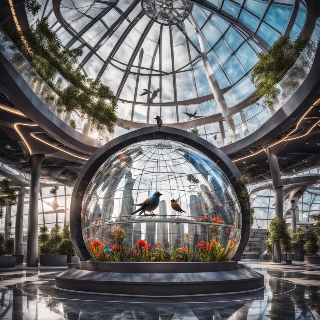 Futuristic Underwater City in Glass Dome