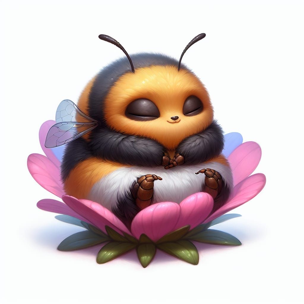 Sleepy Bumblebee Snoozing in Colorful Flower