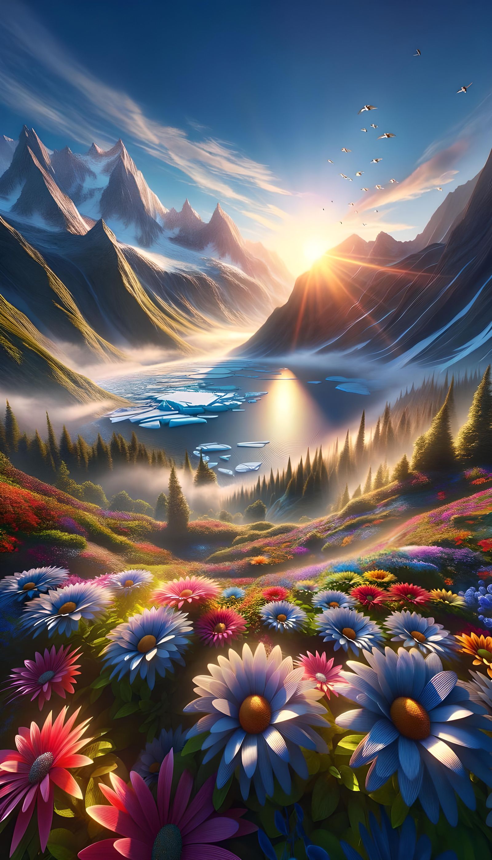 Sunrise Over Mountain Peaks: Maximalist Garden