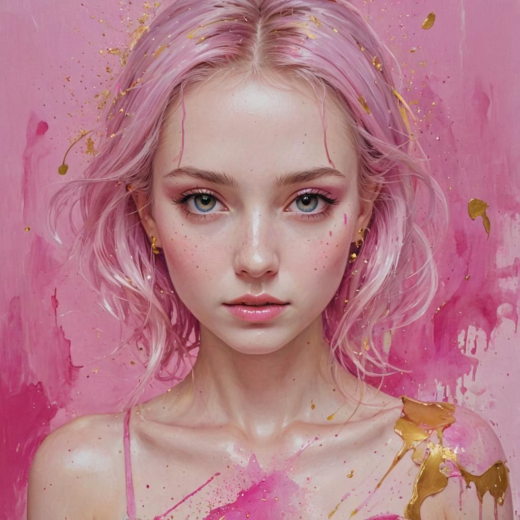 Lost Girl Surrounded by Pink Energy and Gold