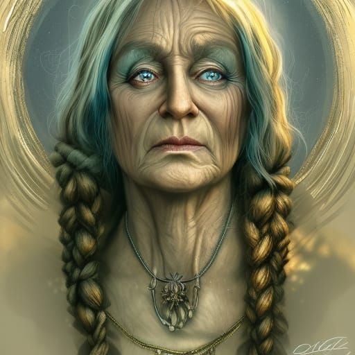 Druidic Crone Portrait in Dark Fantasy Style