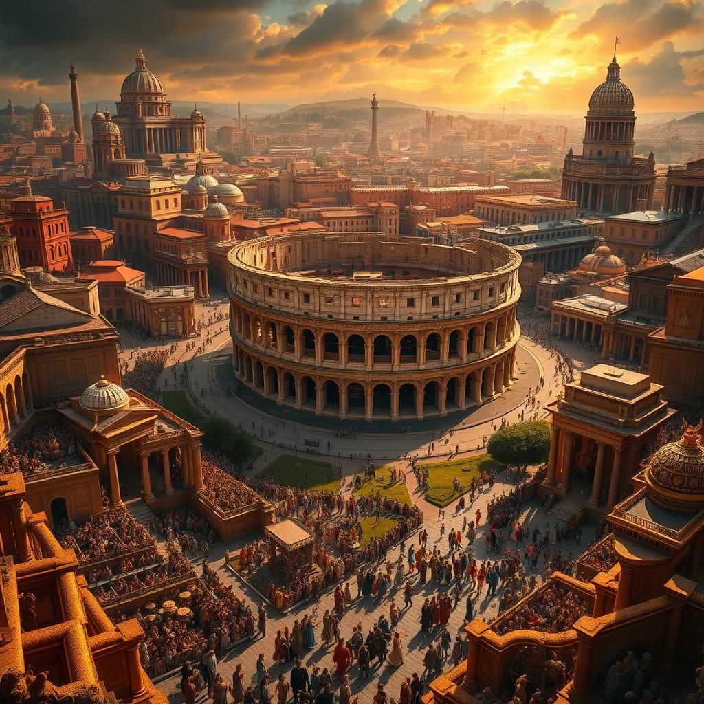 Grand Roman Empire Cityscape in Syd Mead Style