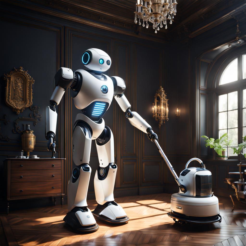 House Robot Butler Concept Art Cleaning House