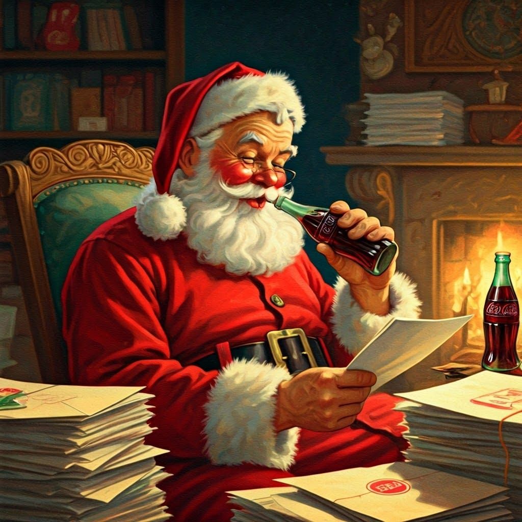 Vintage Coca-Cola Christmas Card with Santa Claus