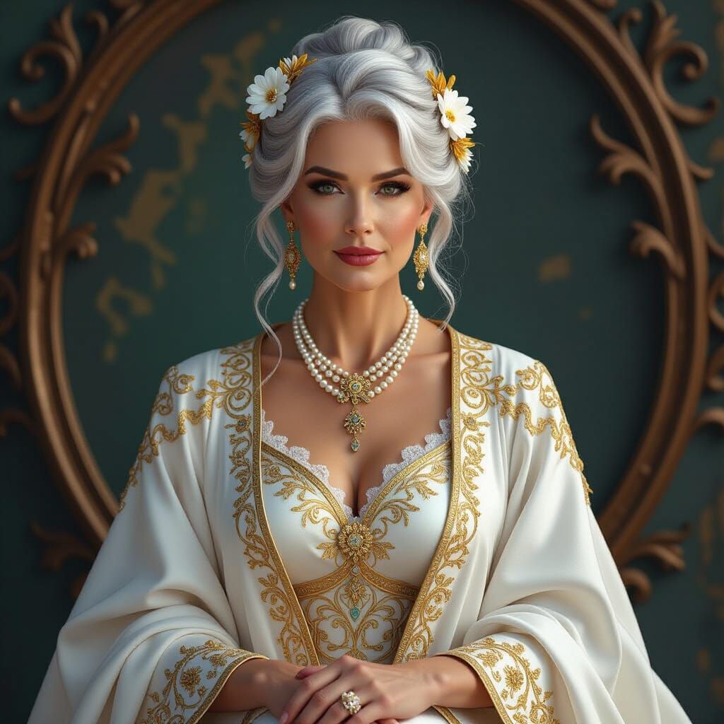 Majestic Wise Woman in Fantasy Landscape Art
