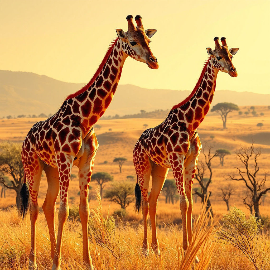 Translucent Giraffes in Golden Savannah: Fractal Mandelbulbe...