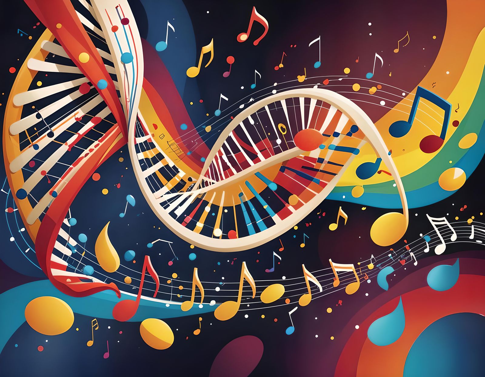 Abstract DNA Music Strand Shaped as Notes
