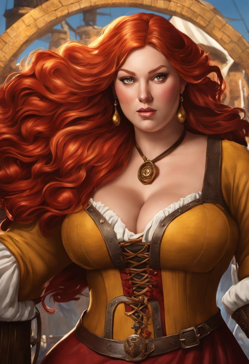 Medieval Serving Wench in Hyperrealistic Style