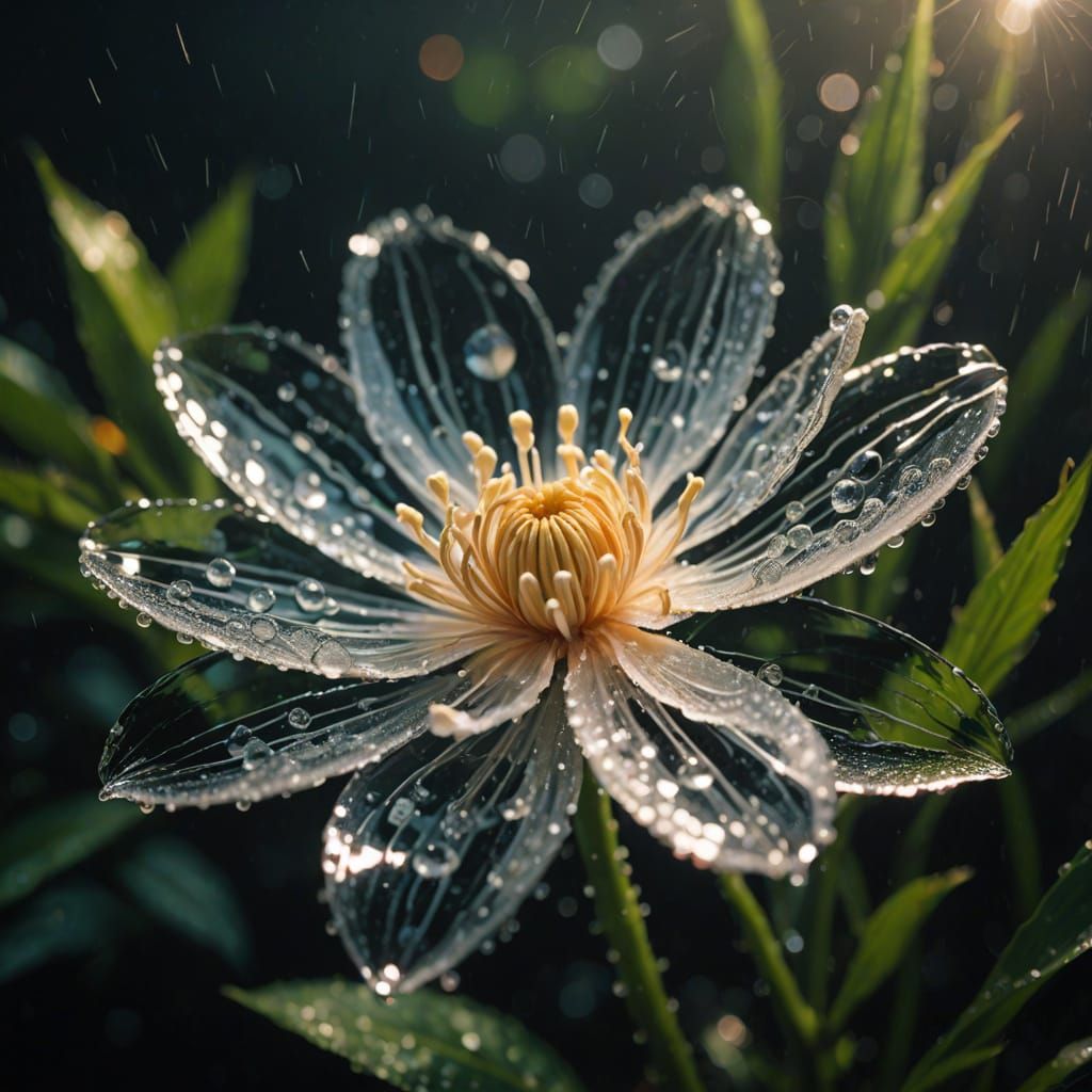 Ethereal Water Flower in Cinematic Vignette
