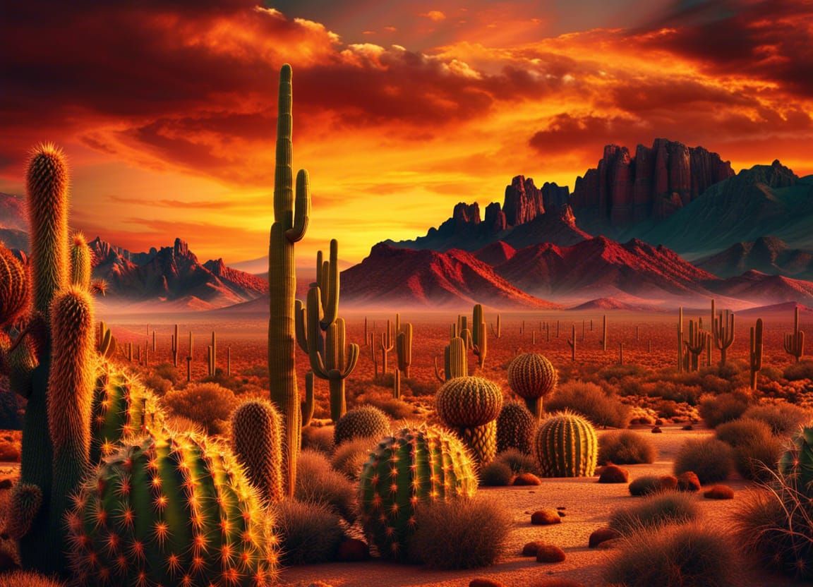 Breathtaking Golden Desert Sunset in Photo-Realism