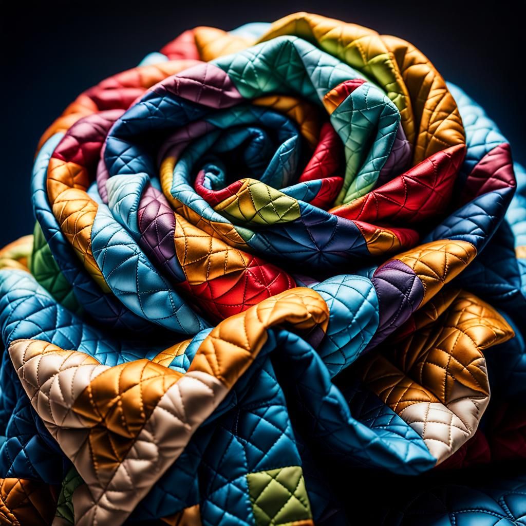 Detailed Macro Photograph of Quilted Blankets