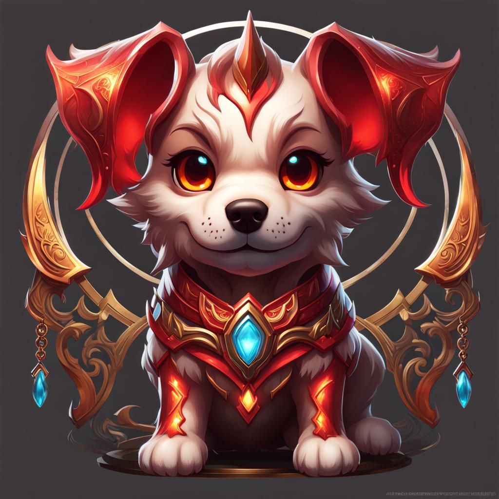 Detailed Chibi Demon Puppy Portrait