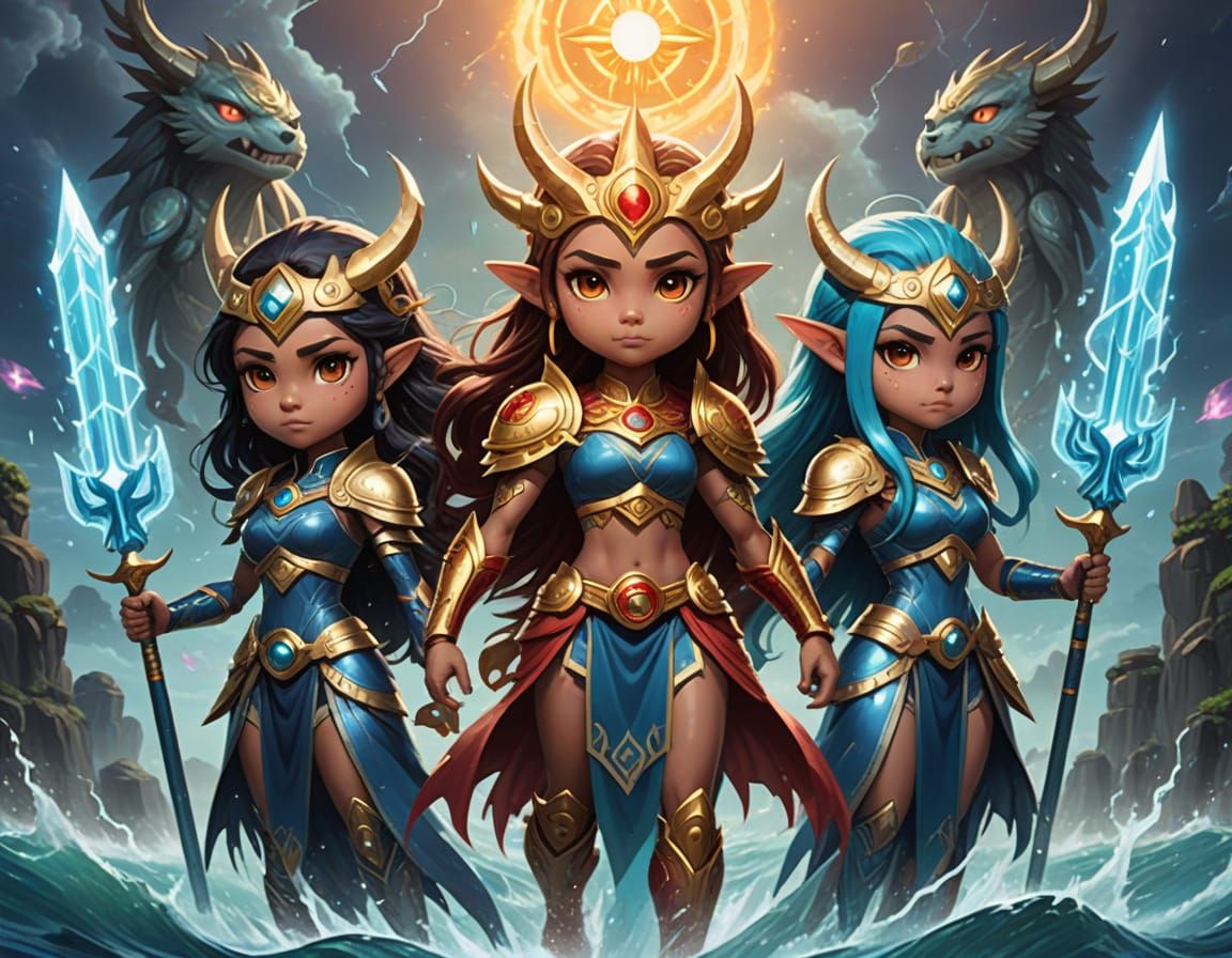 Anime Guardians: Sun, Water, and Thunder Girls