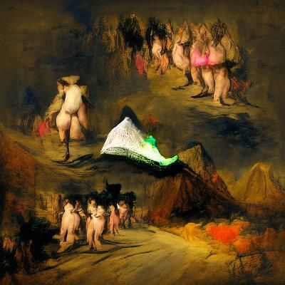 Surreal Night Parade in Rembrandt Style