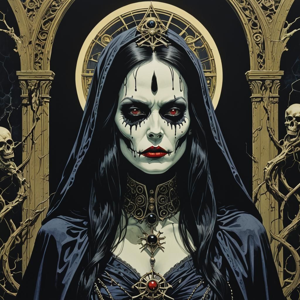 Dark Gothic Horror Death Maiden Illustration