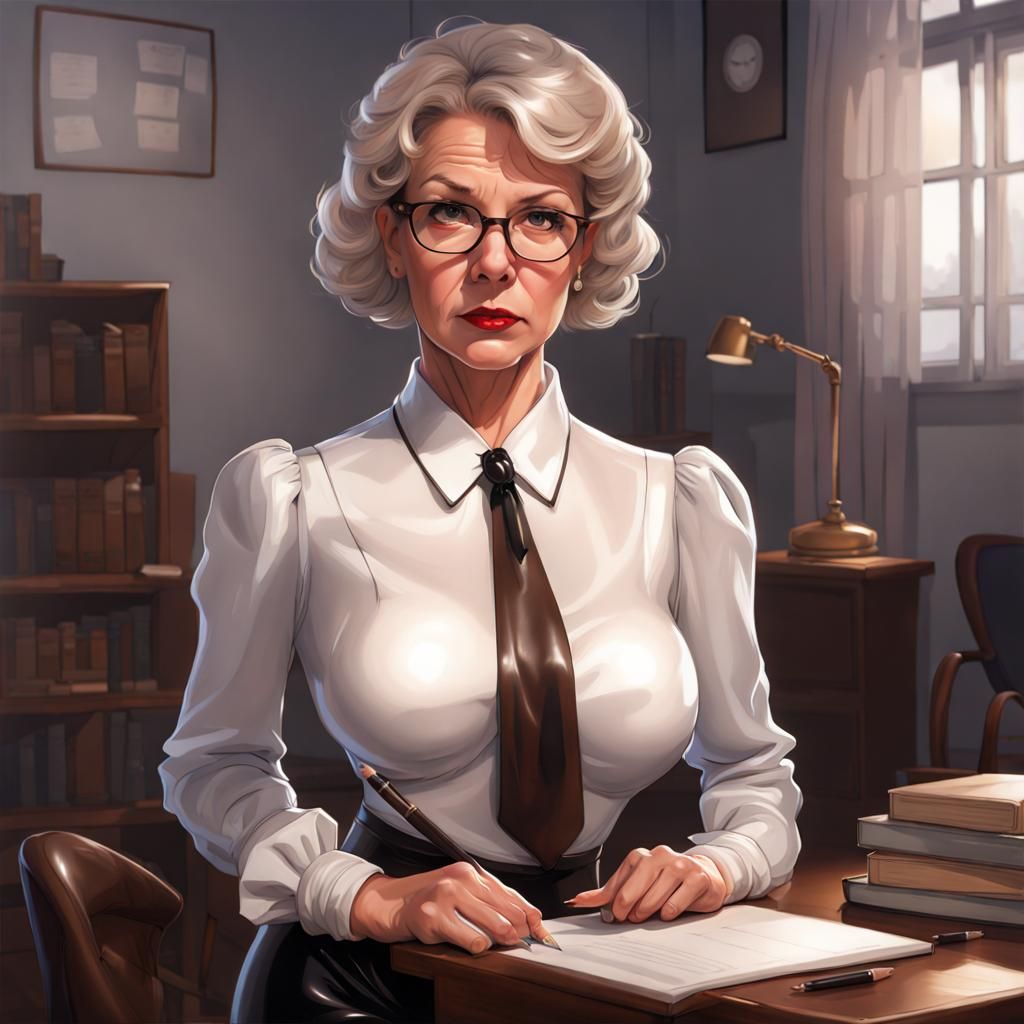 Stern Headmistress in Latex Outfit