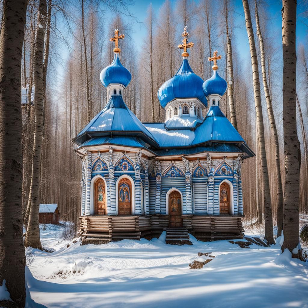 Russian Church in Spring: A Detailed Matte Painting
