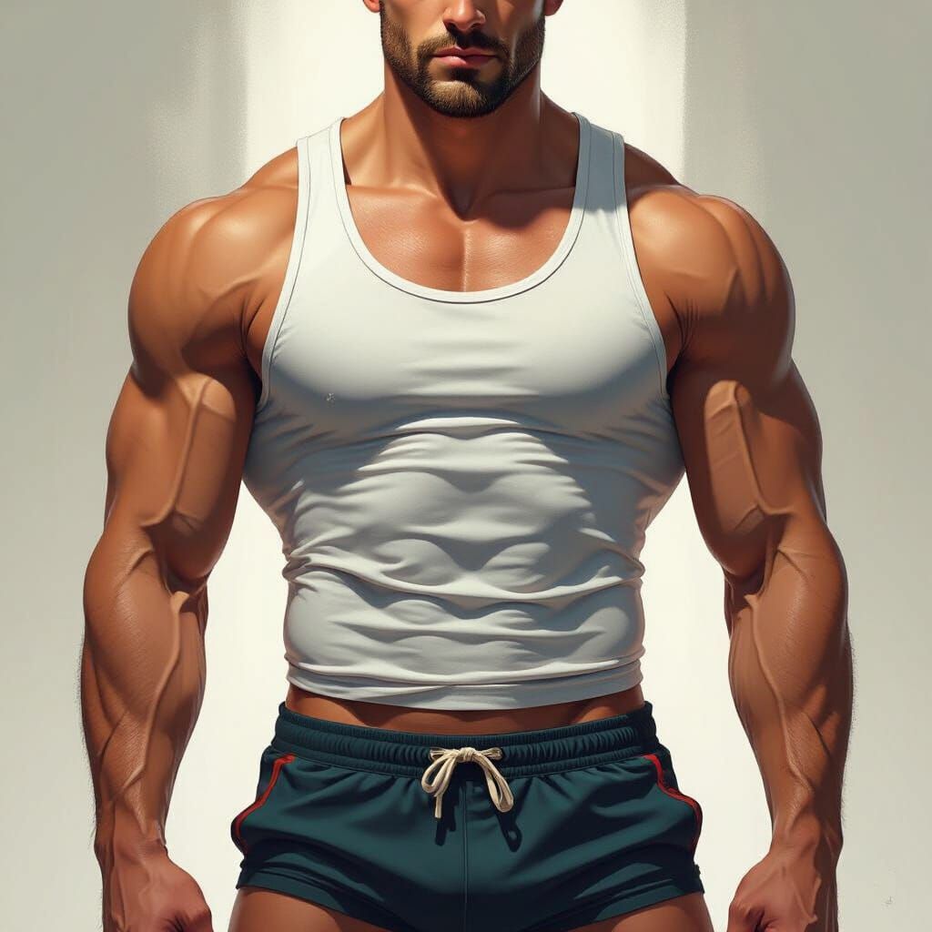 Fit Man in Tank Top with Dramatic Lighting