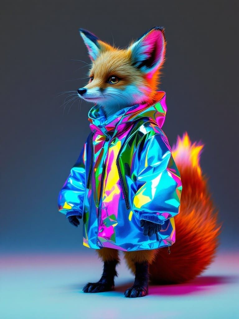 Cyberpunk Fox in Neon Coat