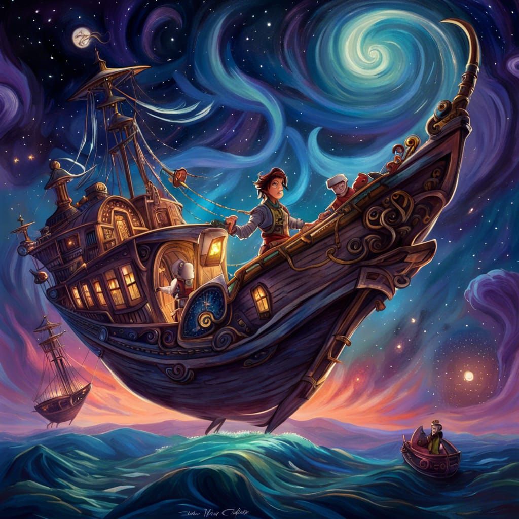 Space Pirate Ship in Renaissance Rococo Style