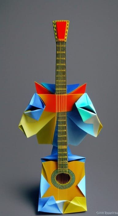 Origami Blues Guitar in 8K Resolution