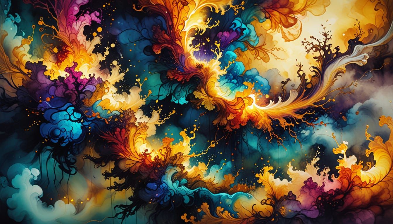 FUFJUF Arises in Land of Chaos: Alcohol Ink Art