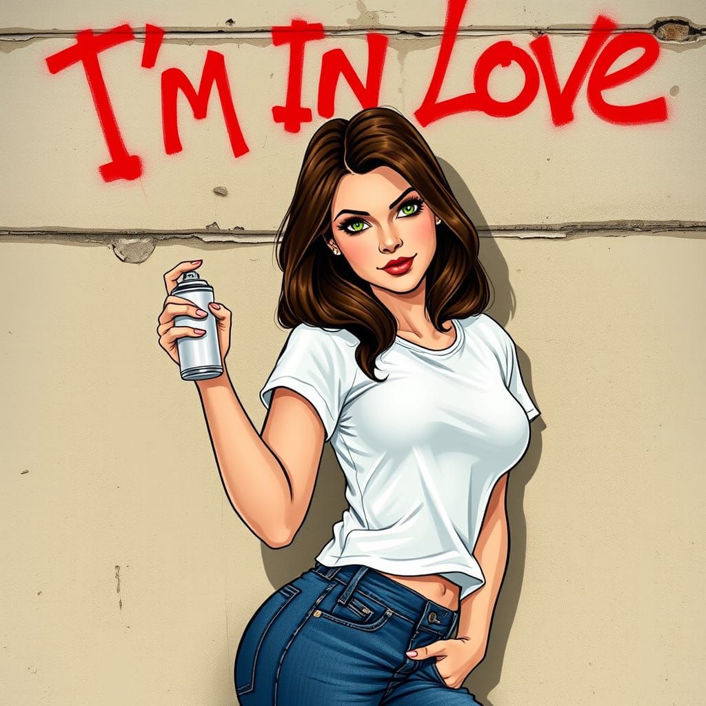 Seductive Pin-Up Girl Graffiti Art