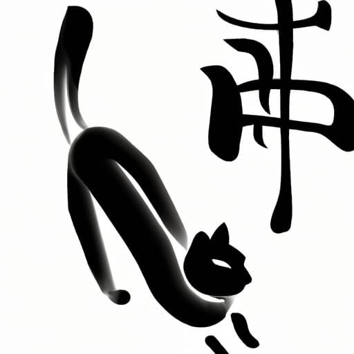 Ukiyo-e Cat with Hieroglyphics