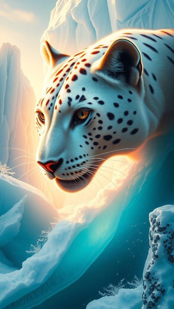 Fantastical Hybrid of Panther and Polar Bear Unites Icy Tund...