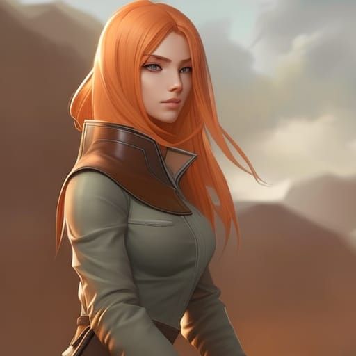 Woman with Orange Hair, Hyperdetailed Portrait