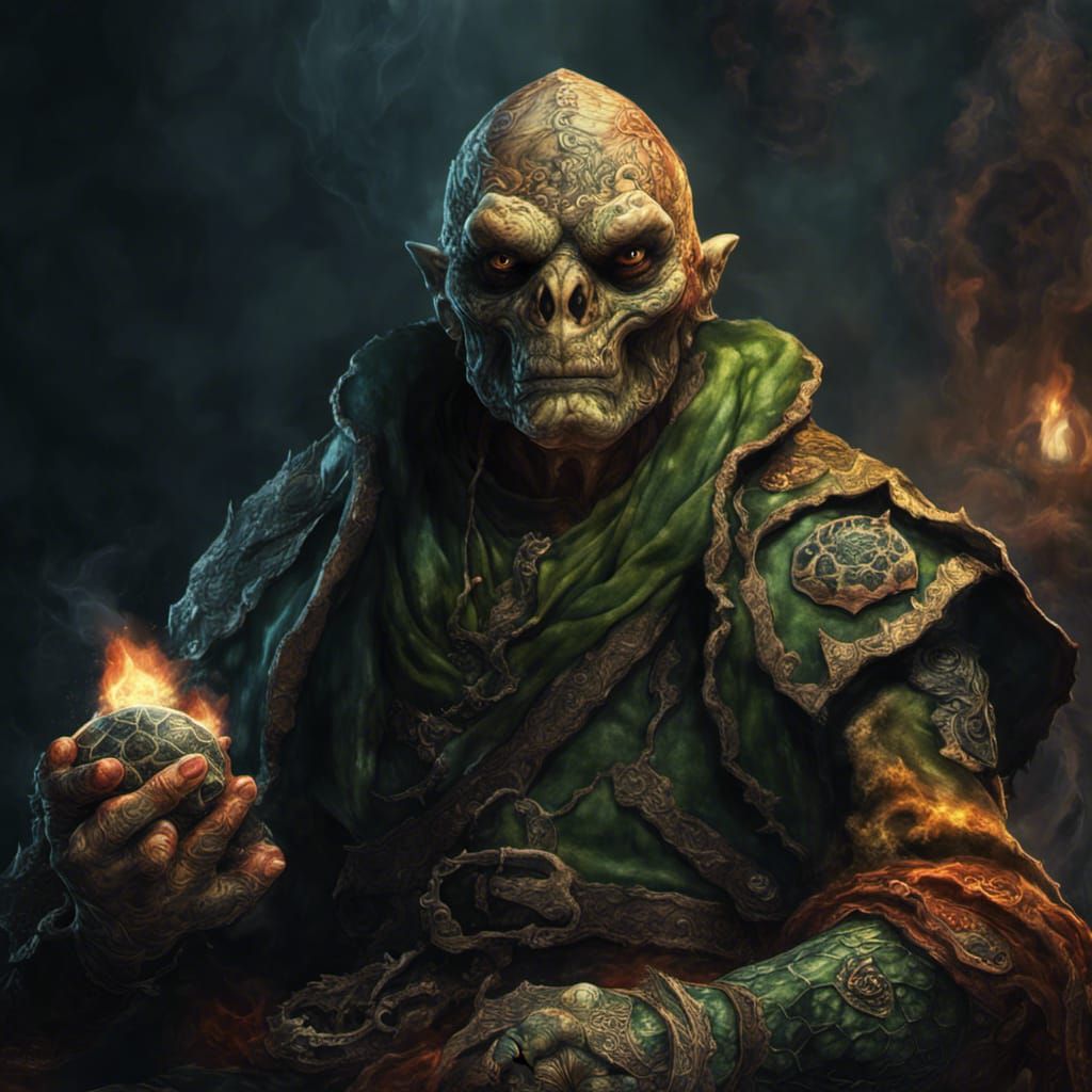 Spiky Turtle Monk with Flaming Fists
