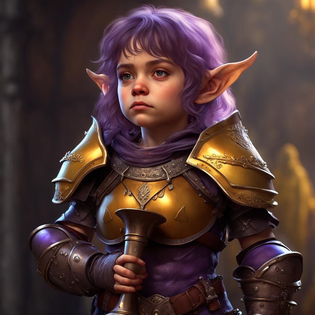 Halfling Bard Portrait in Dark Fantasy Style