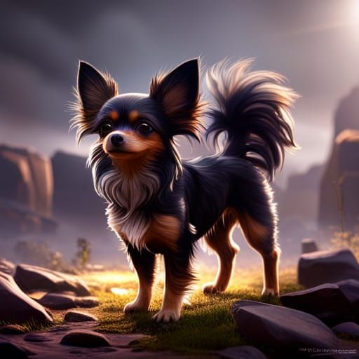 Detailed Matte Painting of a Chihuahua Terrier Mix