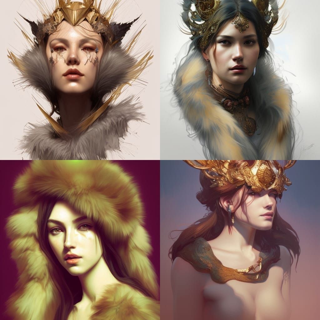 Detailed Portrait of a Fur Queen, Artstation Style