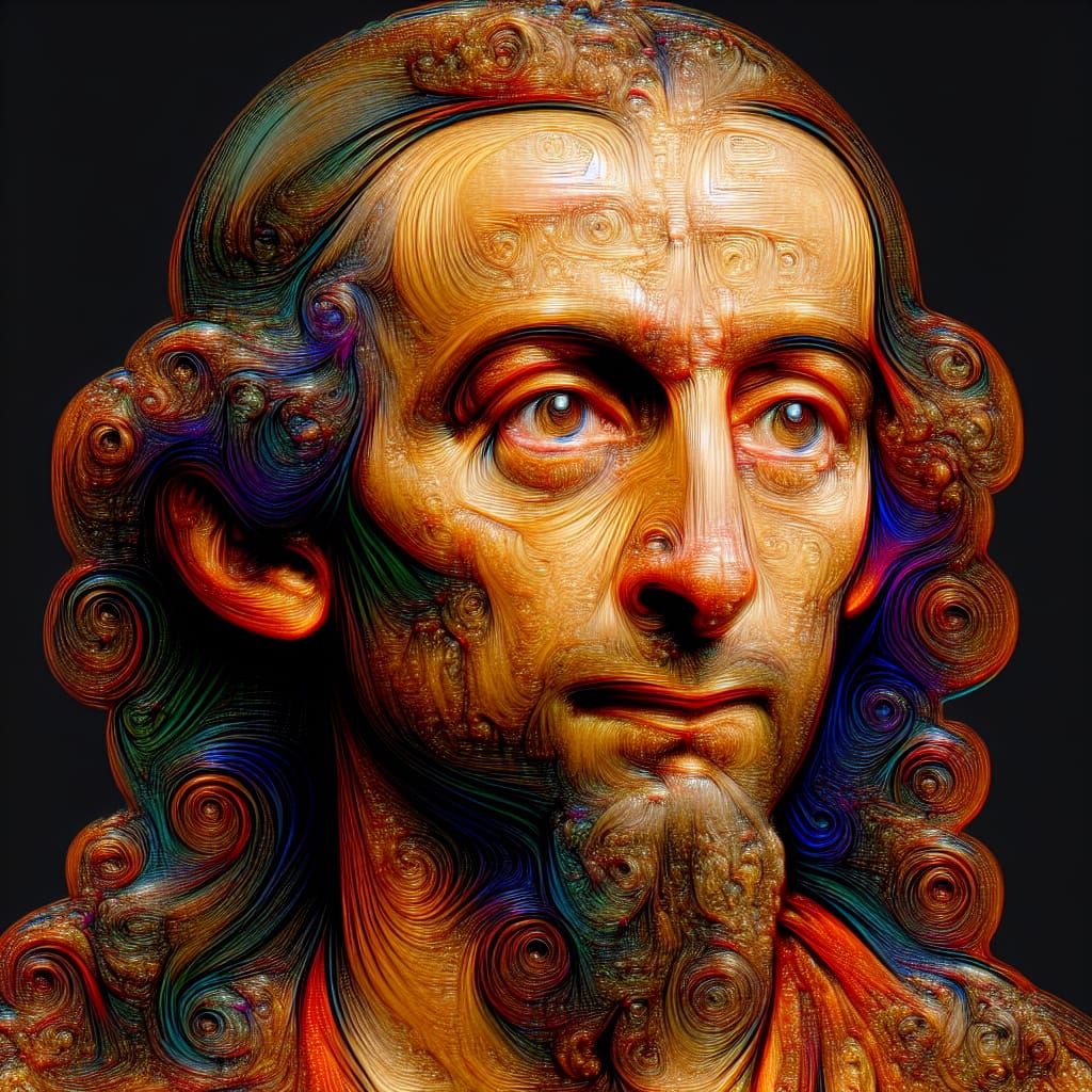 Renaissance Intellectual Portrait in Art Nouveau Style